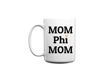 Large Mom Phi Mom Coffee Mug - Gold Heart