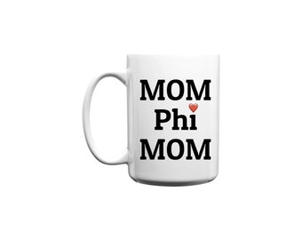 Large Mom Phi Mom Coffee Mug - Red Heart