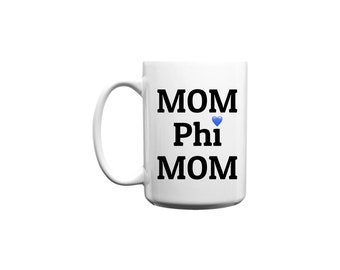 Large Mom Phi Mom Coffee Mug - Blue Heart