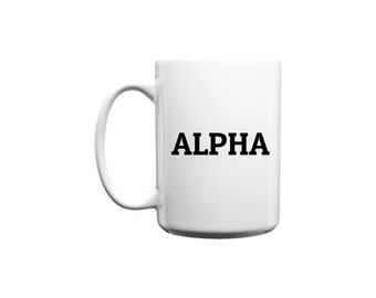 Large Alpha Word Coffee Mug - White