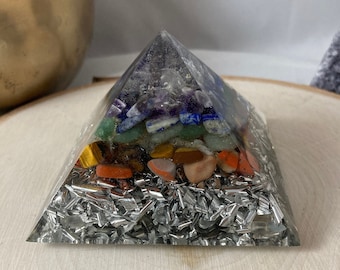 Chakra Orgone Pyramid - Medium Chakra Stone Pyramid