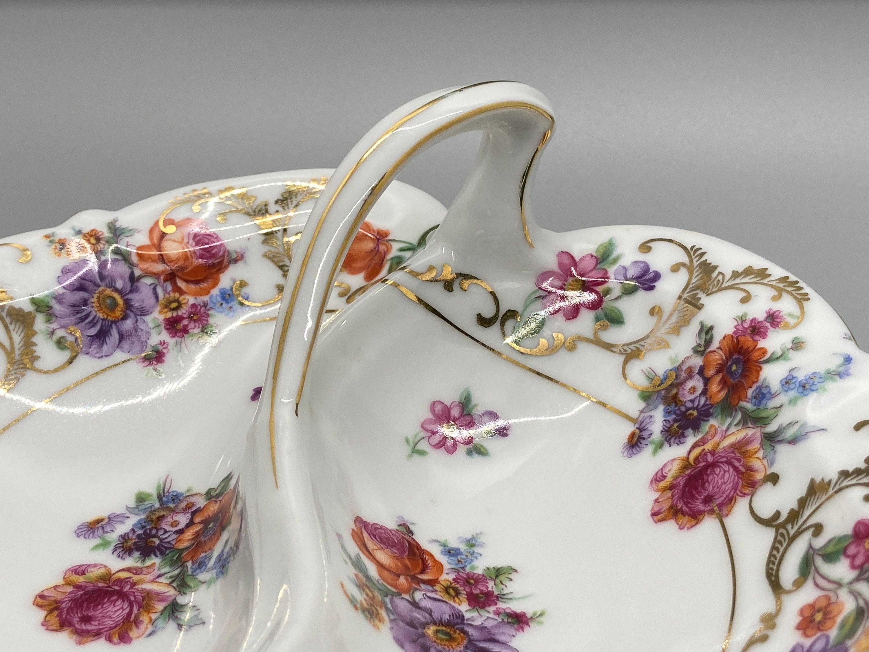Victoria China Czechoslovakia Gold Handled Divided Serving Etsy
