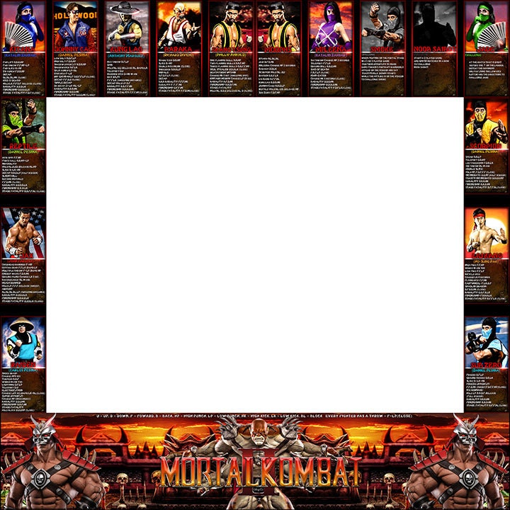 Mortal Kombat 2 Move List Bezel Alternate - Etsy