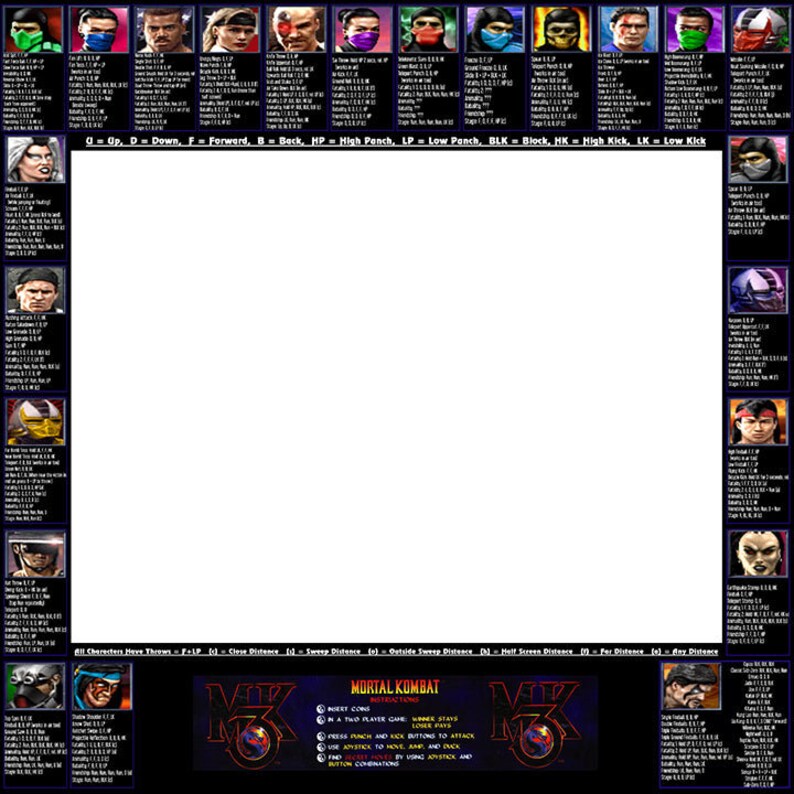 Ultimate Mortal Kombat 3 Move List Bezel - Etsy
