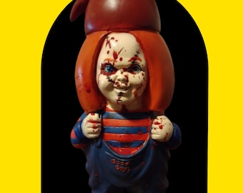 Nightmare Gnomes Horror Movie Lawn Gnome Chucky Halloween Decoration *Bloody Version*