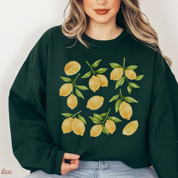 Lemon Sweatshirt, Botanical Sweatshirt, Aesthetic Clothes, Cottagecore Clothing, Lemon Graphic Tee, Cottage Core, Fruit Sweatshirt