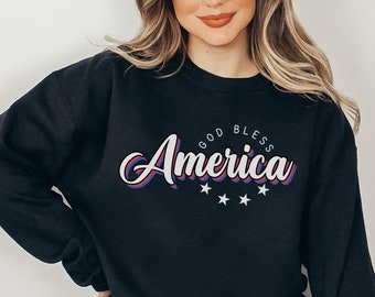 4th of July Outfit, Fourth of July Shirt, God Bless America, USA Sweatshirt, Patriotic Sweater, Stars and Stripes, Independence Day Shirt