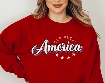 4th of July Outfit, Fourth of July Shirt, God Bless America, USA Sweatshirt, Patriotic Sweater, Stars and Stripes, America Shirt