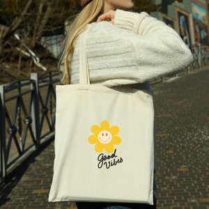 Aesthetic Canvas Shopper Tote bag – Good Vibes NYC