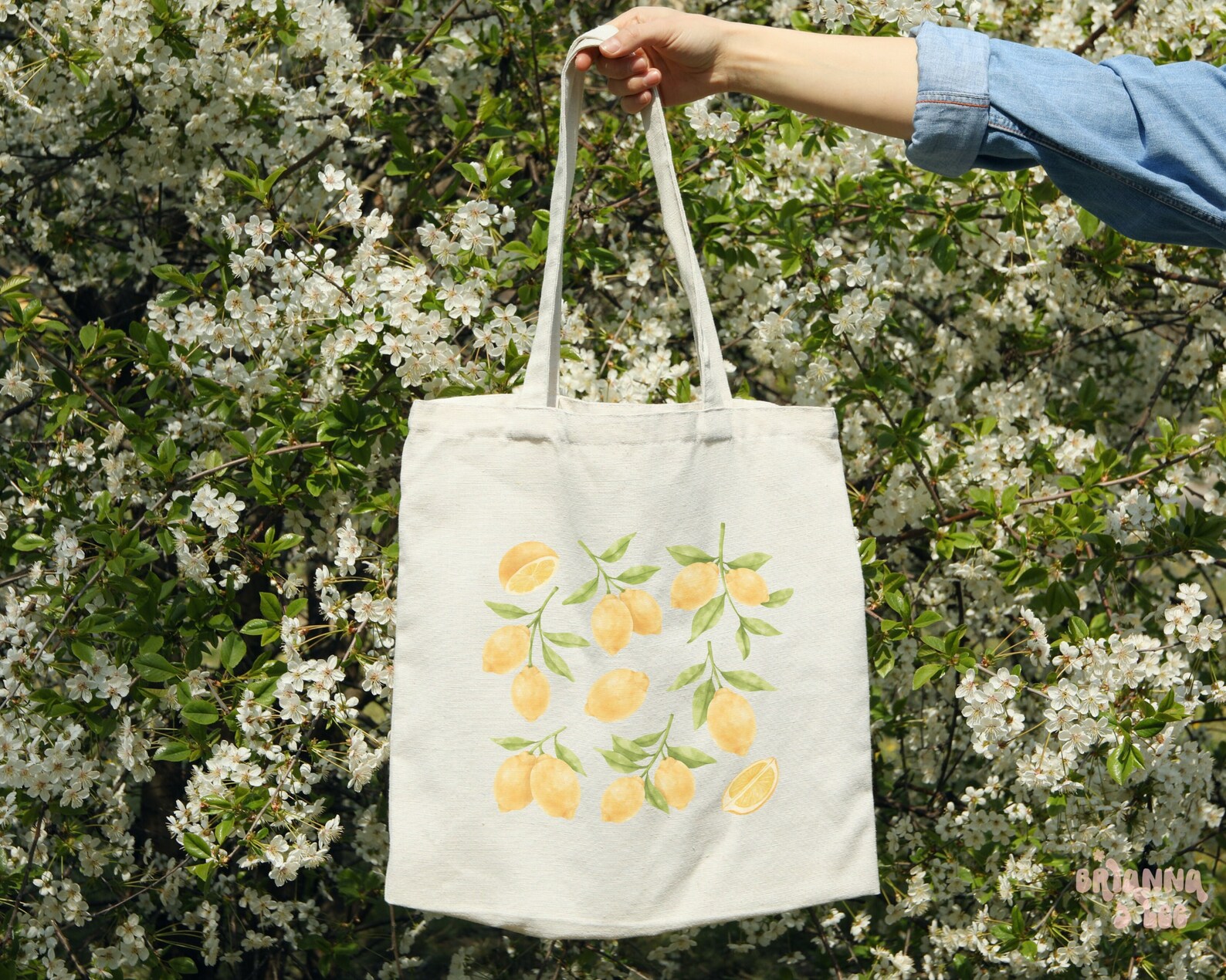 Lemon Beaded Tote Bag