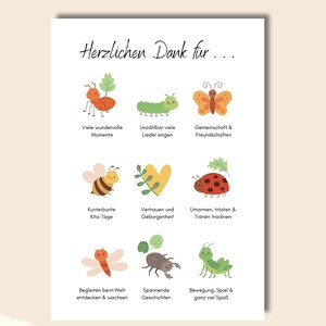 Carte de remerciement d'adieu Kita • Carte maternelle • Merci pour cadeau éducateur • Beetle Bee Nature • Affiche • Objet numérique