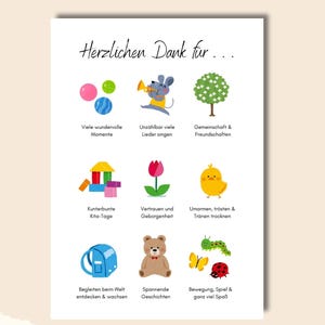 Carte de remerciement d'adieu Kita • Carte maternelle • Cadeau éducateur • Arbre à dos en peluche poussin souris en marbre • Affiche • Article numérique