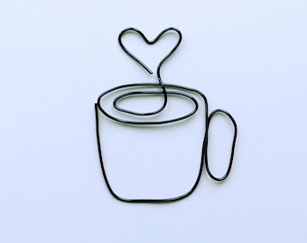 Letrero de alambre con forma de taza de café: Arte mural para la cocina