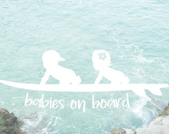 Babies on Board! • Surfboard!  Car Decal, Surfer Babies, Surfing on Board