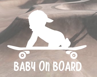 Baby aan boord • Skateboard! • Baby op skateboard! • Autosticker •