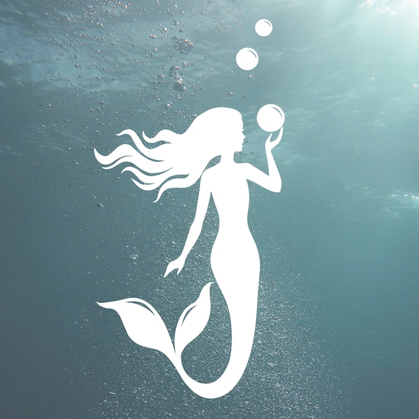 Mermaid decal • mermaid blowing bubbles