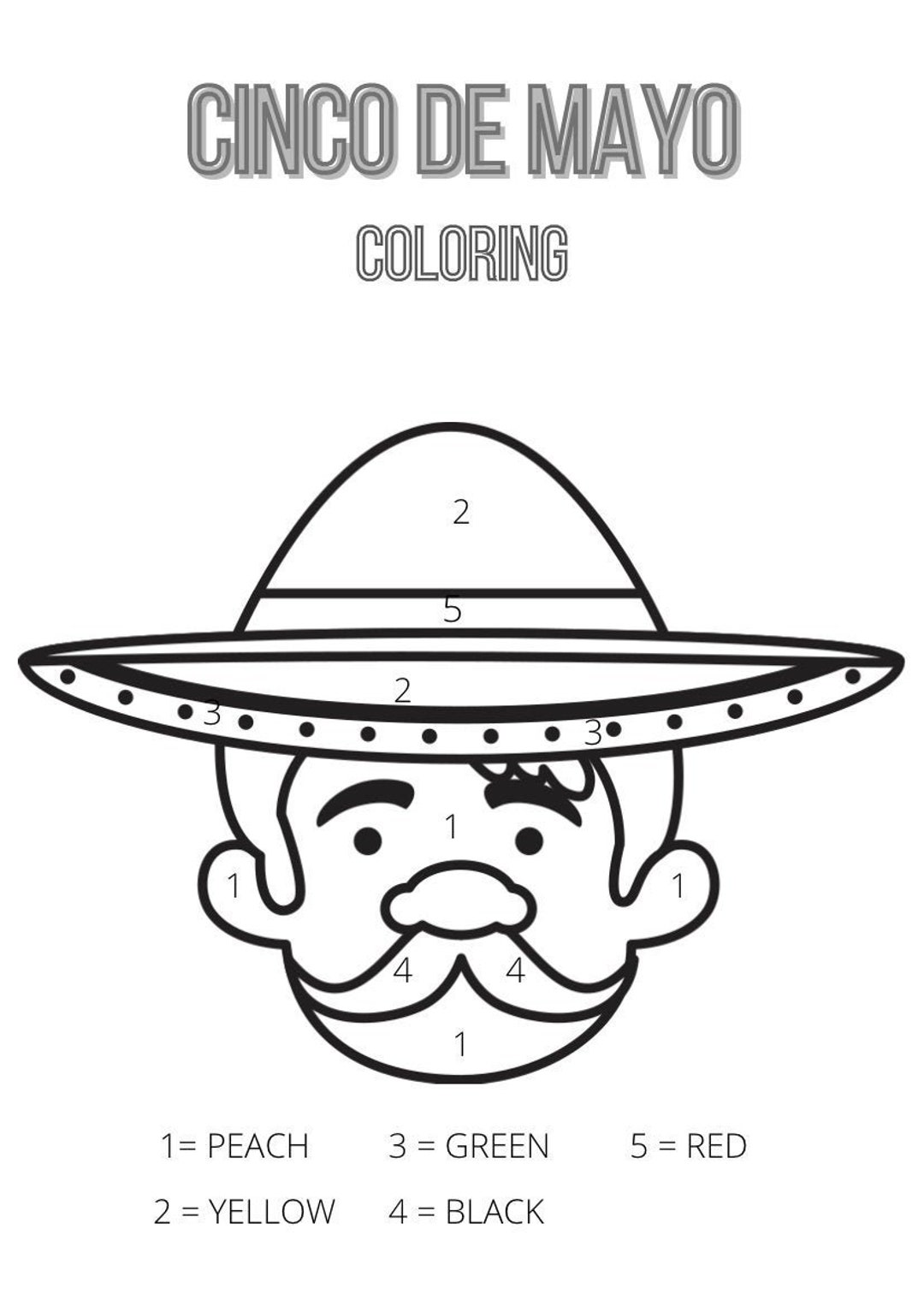 Cinco De Mayo Color by Numbers Activity - Etsy