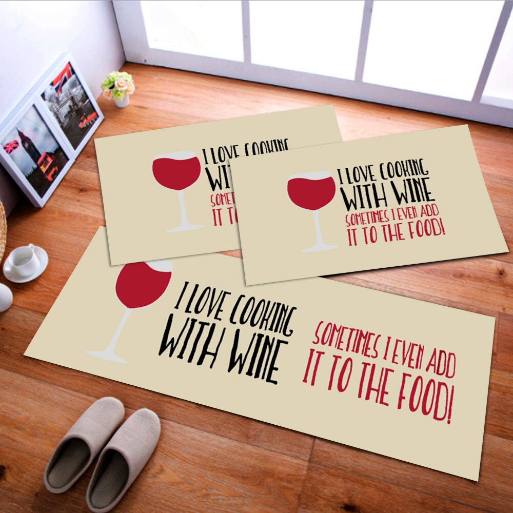 Kitchen Mat Set With Wine 3 Pieces Etsy
