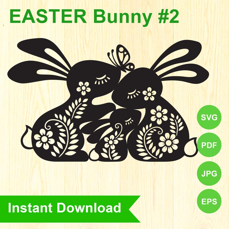 Easter Rabbit Family SVG 2 Easter Egg, Easter Bunny Nordic Style Hygge