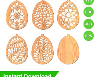 Easter Eggs Hanging Ornament SVG | Easter egg Laser Cut File | Nordic Style Hygge | Cricut Laser file Cut ornament | Easter Floral Egg Tags