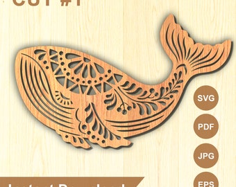 Mandala Whale SVG: Laser Cut Boho Clipart (Digital Download)