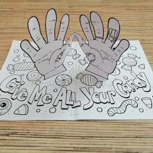 Carte à colorier imprimable pop-up DIY Halloween | Carte pop-up d'horreur | Carte faite main Halloween | Enfants, activité pour tout-petits SVG, Jpeg, PDF