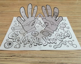 Halloween Pop-up Coloring Card | DIY Horror Printable (PDF, SVG, Jpeg)