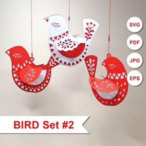 3d Ostervogel SVG Vorlage Datei | Skandinavisches Muster | DIY Ostern, Weihnachtsschmuck | Nordischer Stil Hygge | Cricut Laser-Schnitt | Set 2