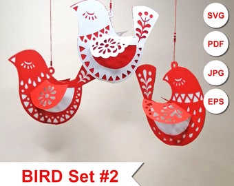 3D Easter Bird SVG Template: Scandinavian Ornament (Digital Files)
