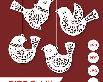 Scandinavian Bird Ornament SVG: Easter & Christmas Decor (Set #1)