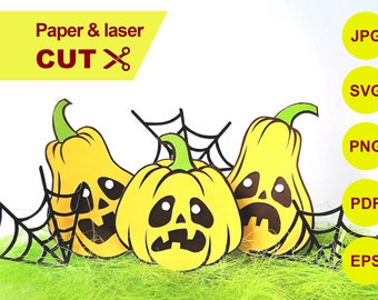 Happy Halloween, Home Decor. Jack O Lantern Party. Cricut multilayer file. Pumpkins, cobweb. Party decor - SVG, PNG file for laser cutting