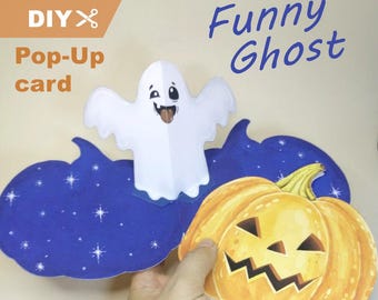 DIY Halloween Pop-Up Card: Pumpkin & Funnny Ghost Printable (JPG)