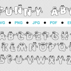 SVG Cricut Carta Engraçada Crianças, Alfabeto SVG, ABC svg, Fonte Engraçada, Letras Maiúsculas