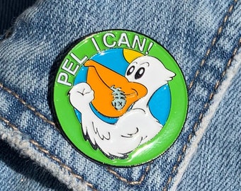 Pelican Enamel Lapel Pin, Motivational Inspirational Encouragement "I Can!"