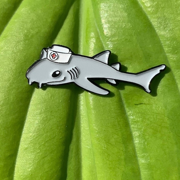 Nurse Shark Pin & Free Sticker, Nurse Week Gift