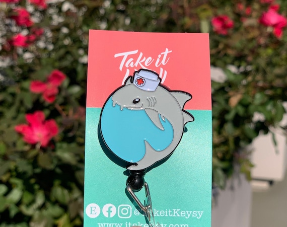 Nurses Week Shark Badge Reel & Free Sticker
