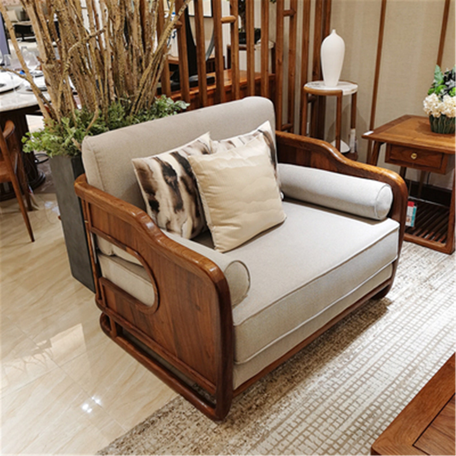 New Chinese solid wood sofa combined with modern simple Etsy