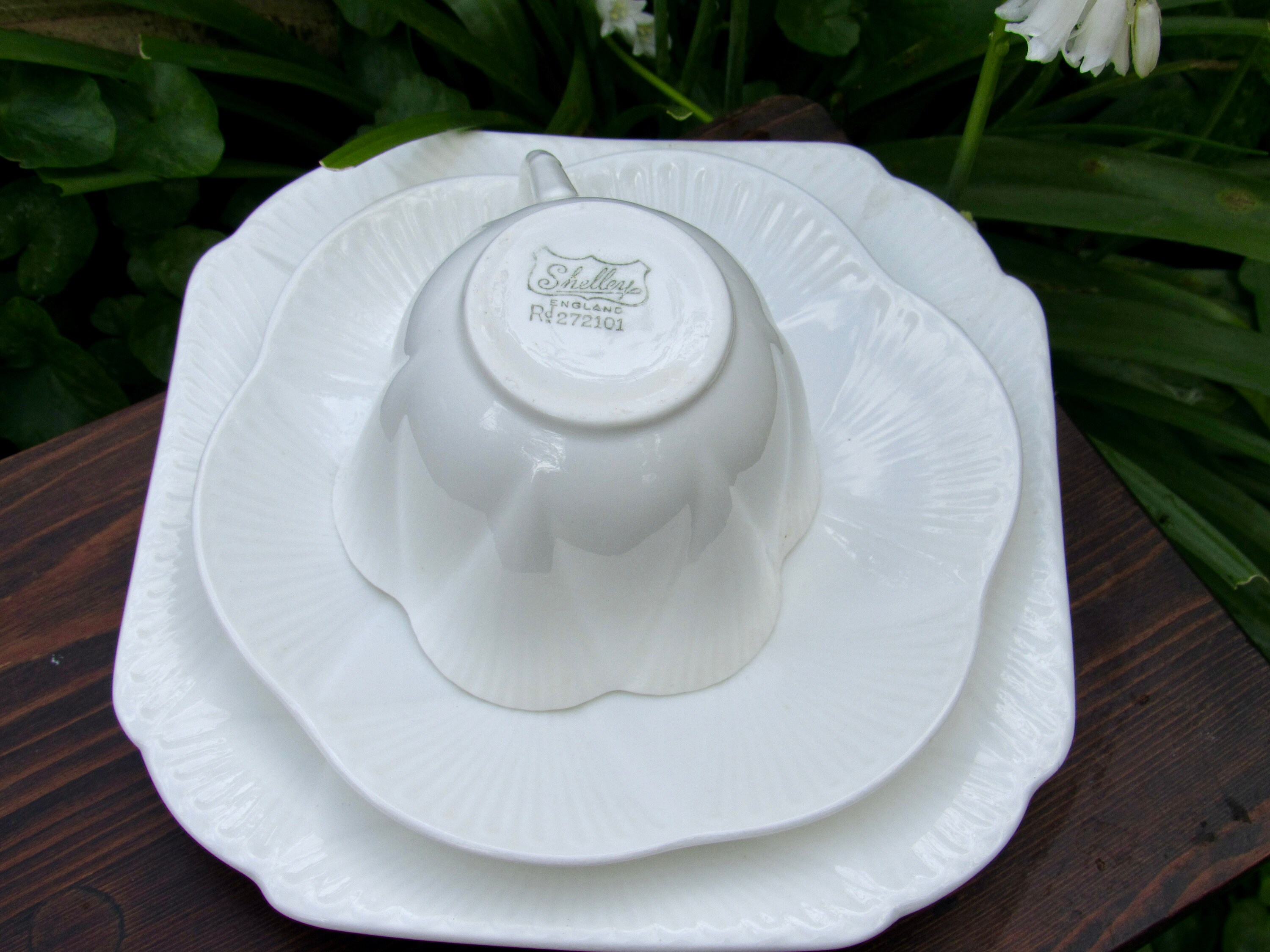 Shelley White Tea Cup Saucer and Side plate Dainty white tea Etsy
