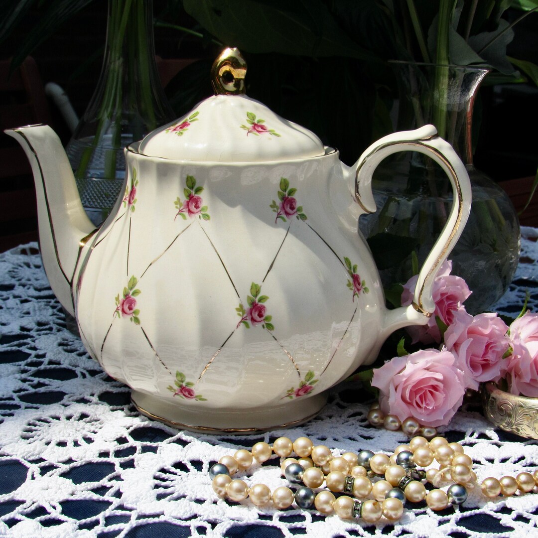 Sadler Teapot Ditsy Rose Gold Tea Pot 3632 Pink Rose English Etsy