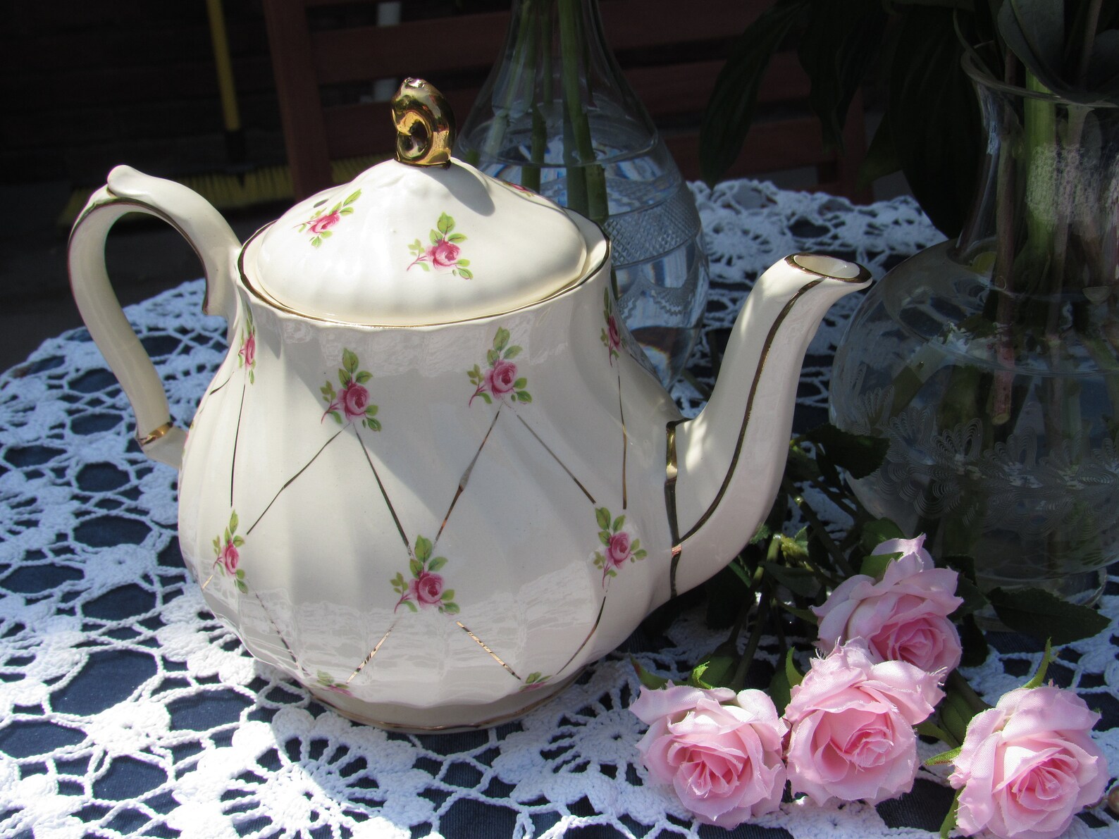 Sadler Teapot Ditsy Rose Gold Tea Pot 3632 Pink Rose English Etsy