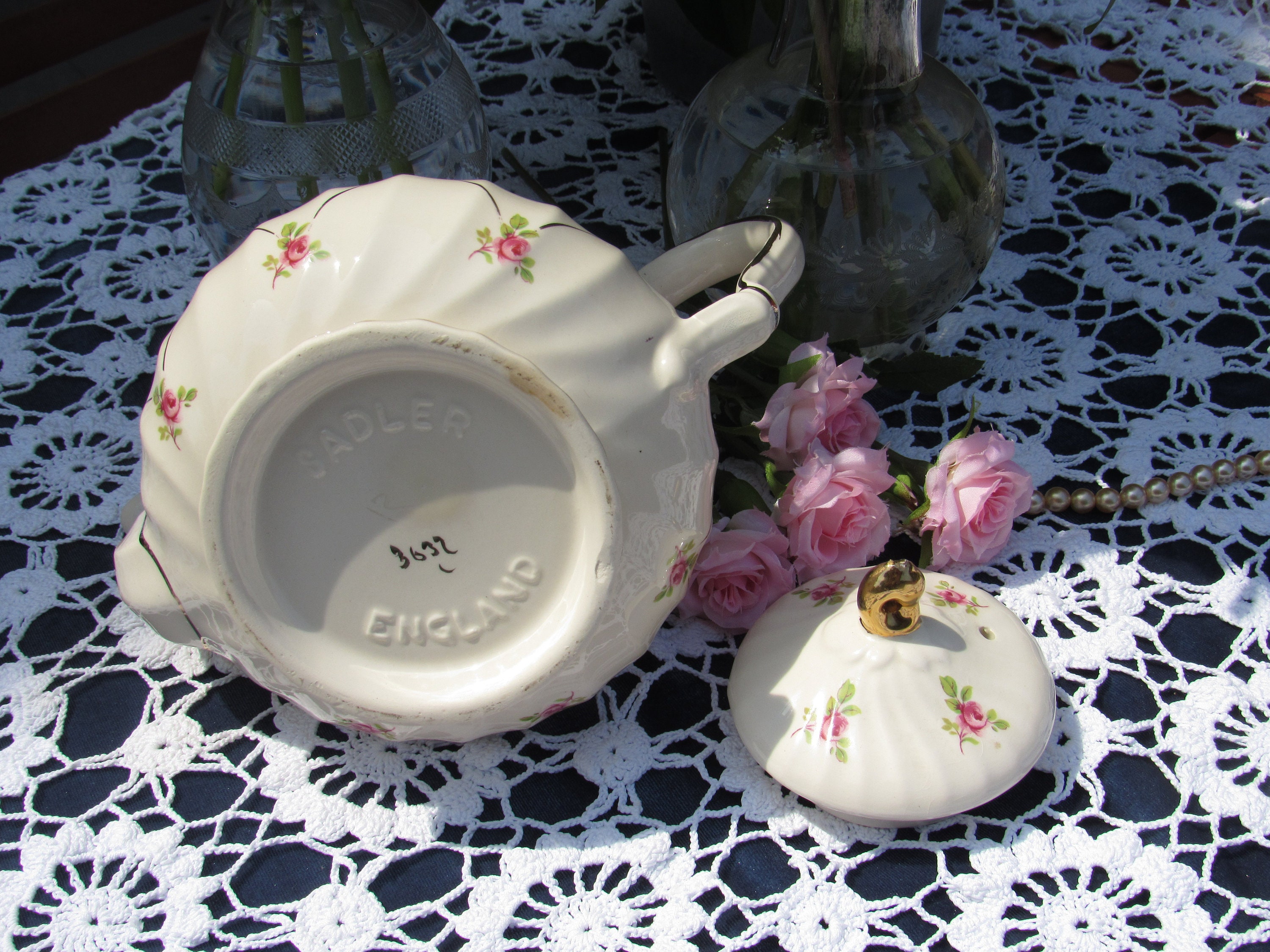 Sadler Teapot Ditsy Rose Gold Tea Pot 3632 Pink Rose English Etsy