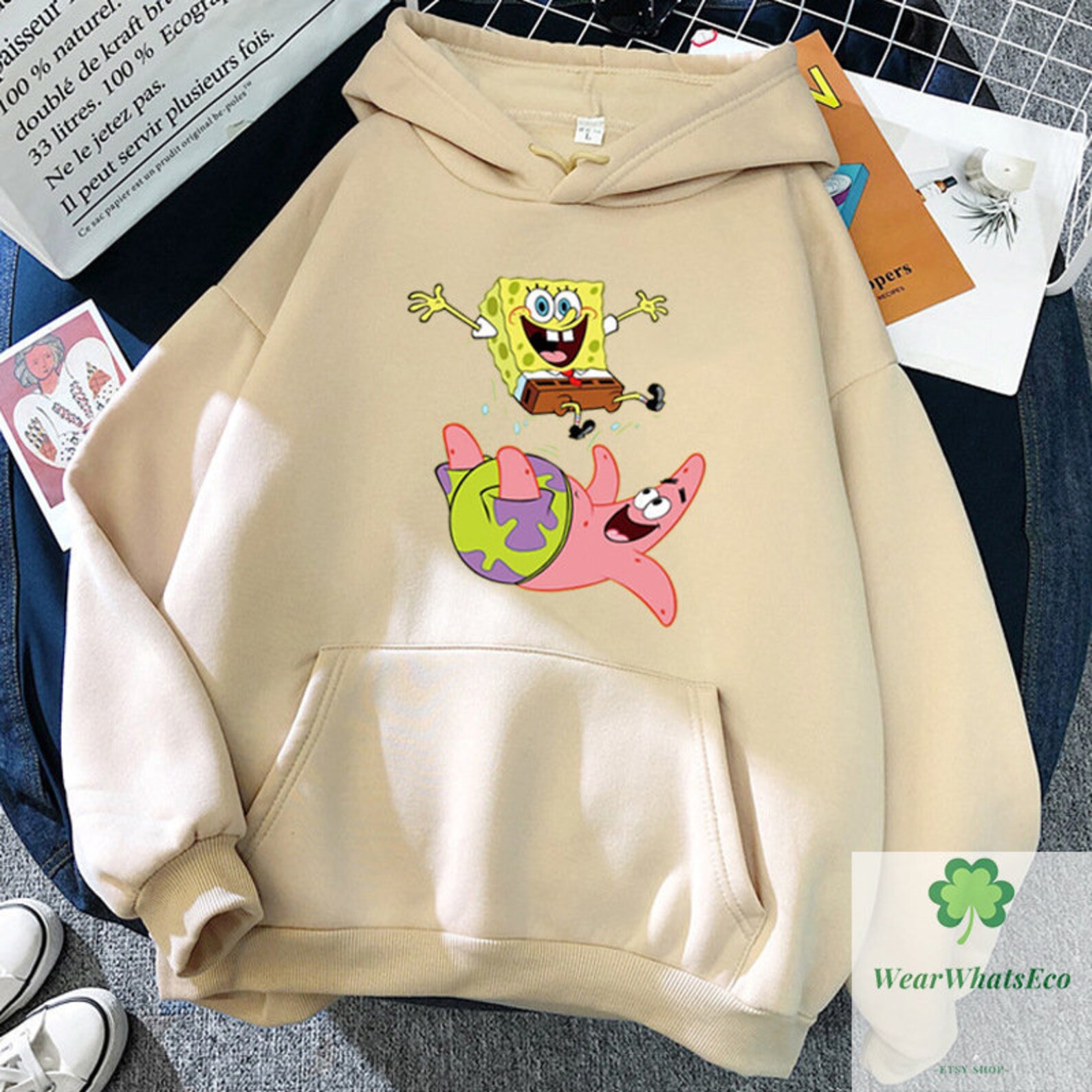 Spongebob And Patrick Hoodie Cartoon Pullover | Etsy