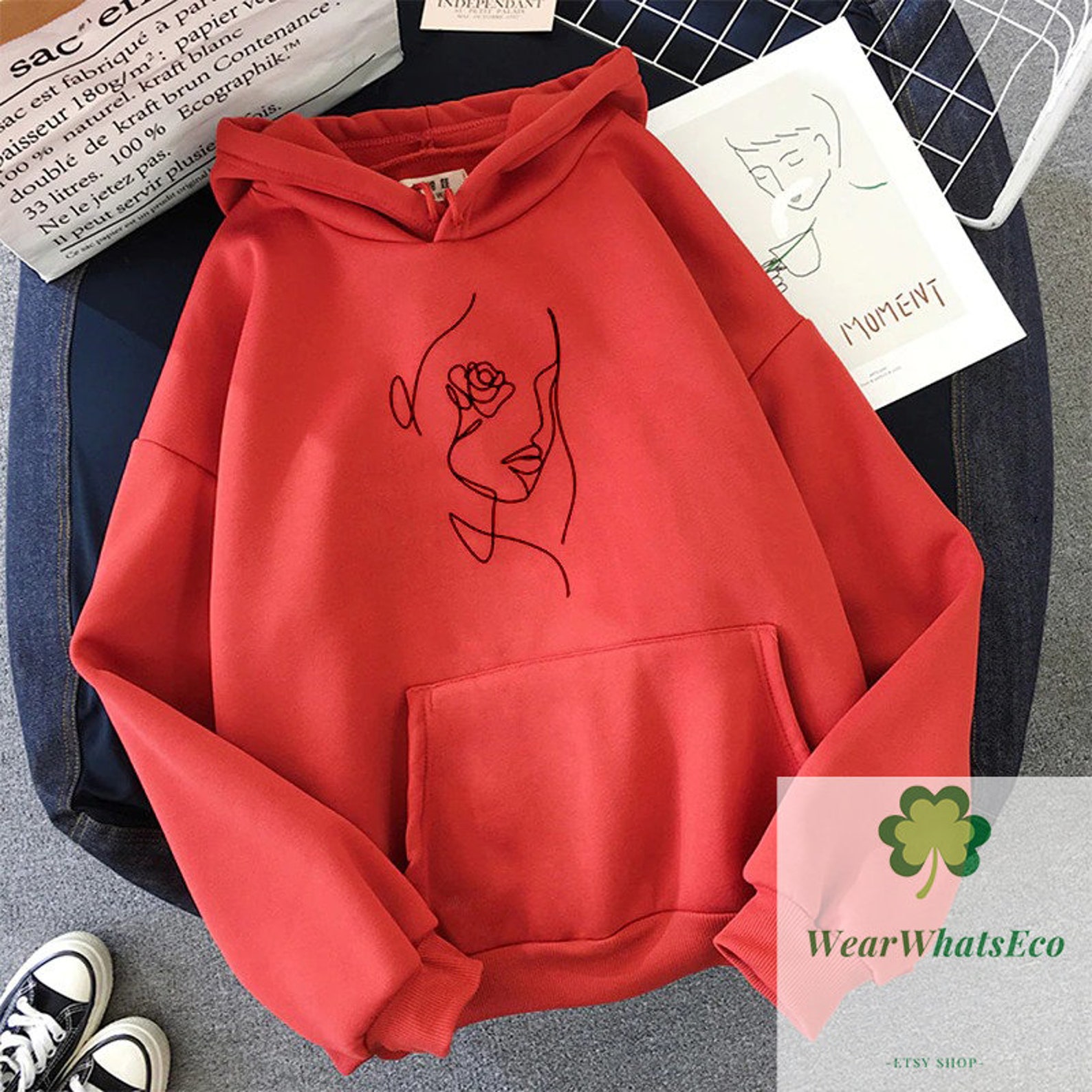 Minimalistic Women Abstract Hoodie AllMatch Kawaii Oversize Etsy