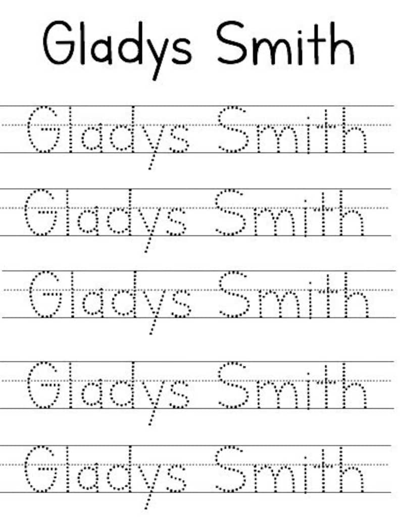 Custom Name Handwriting Practice Personalized Name Handwriting Name