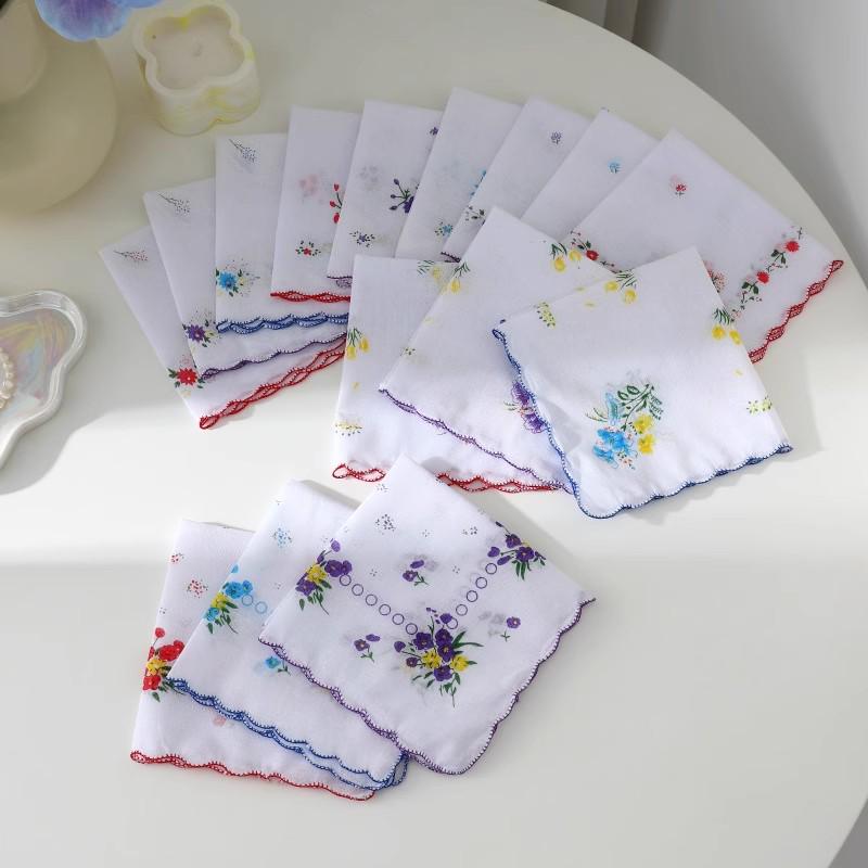 Newஐ⋆*アンティーク・ハンカチセット（ピンク&ホワイト）→3枚ビンテージ SALE ￥1320→￥550】58％OFF！ シンプル刺繍ハンカチ 8001