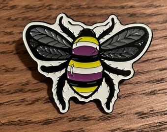 Non-Binary Pride Bee Enamel Pin (Enbee)