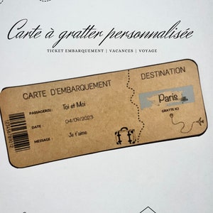 Carte d’embarquement à gratter | vacances | voyage | cadeau