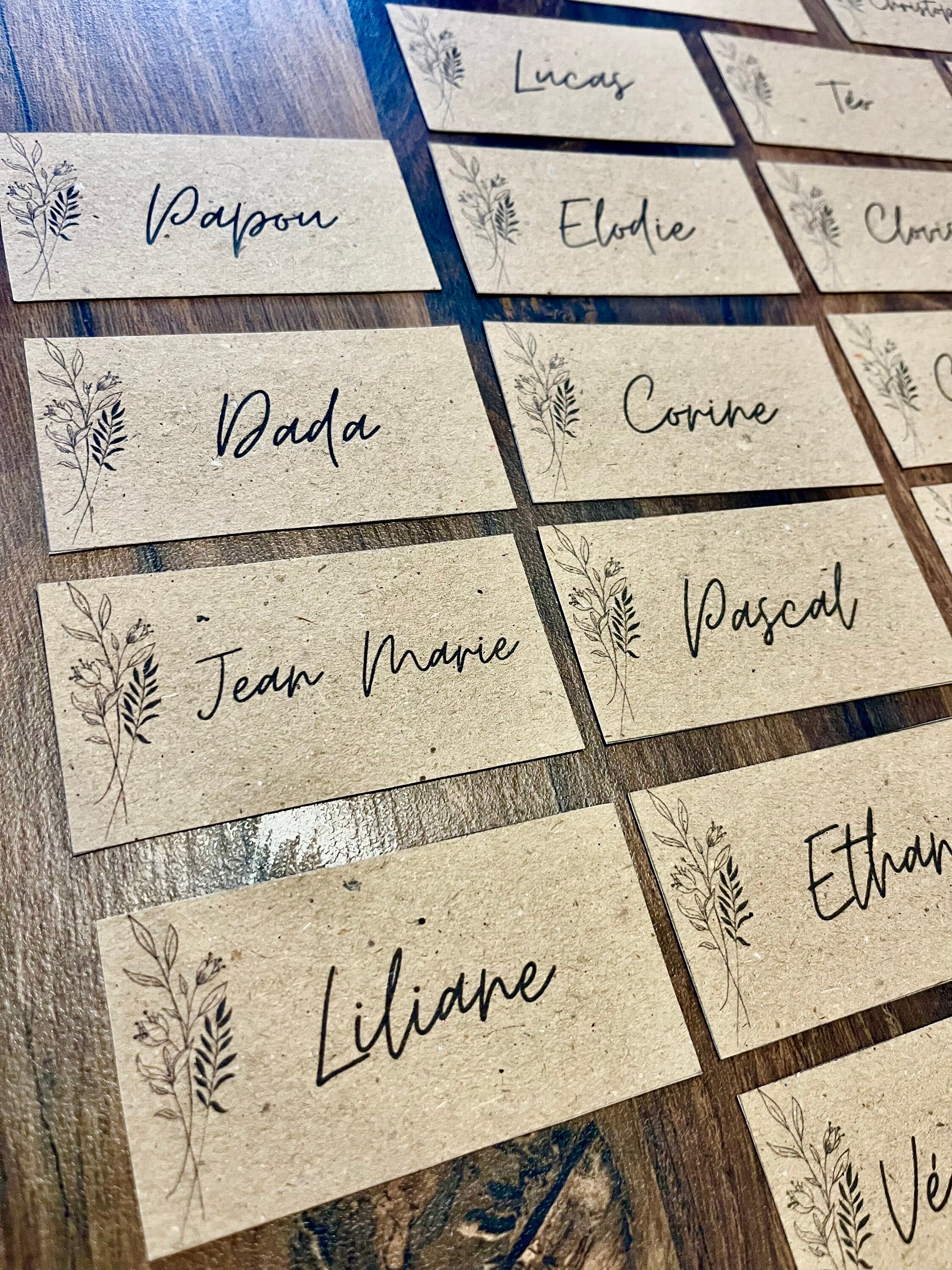 Etiquettes plan de table Mariage