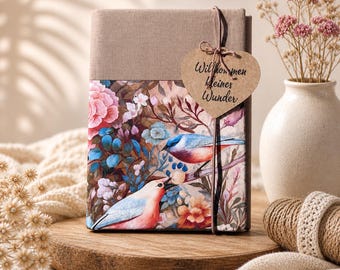 Funda personalizada para el libro de registro del bebé: funda de tela hecha a mano con flores | Cartilla de vacunación, tarjeta del seguro médico