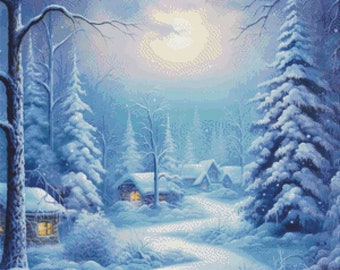Cross stitch pattern, Winter forest  Embroidery PDF, Modern Ukraine cross stitch pattern, Pattern Keeper app compatible, Hand Embroidery